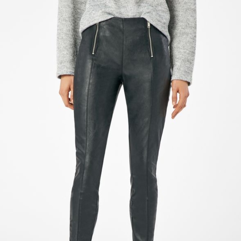Slim leg motorcycle faux Leather Pants